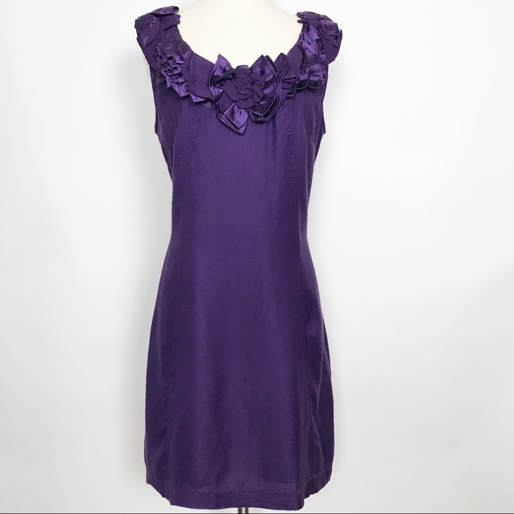 Baraschi Anthropologie purple dress w/satin flower
